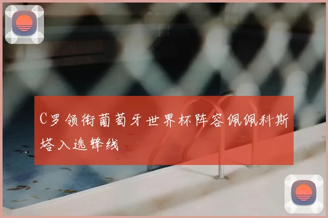 C罗领衔葡萄牙世界杯阵容佩佩科斯塔入选锋线